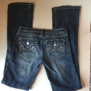 Rock 47 Wrangler with Women's Blue Bootcut Denim Embellished Jeans size 29/34